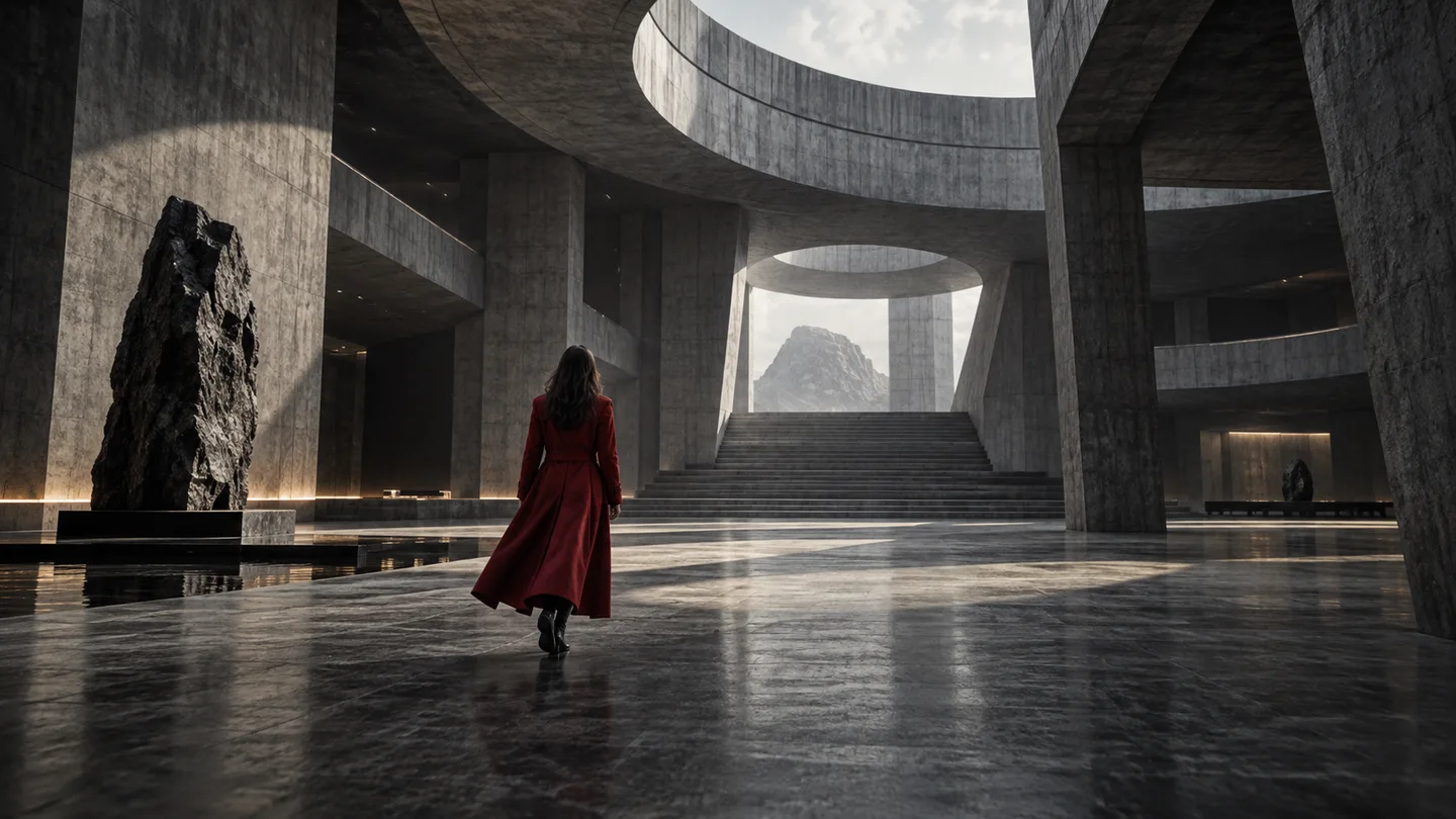 Character and architectural scene for a prompt library
