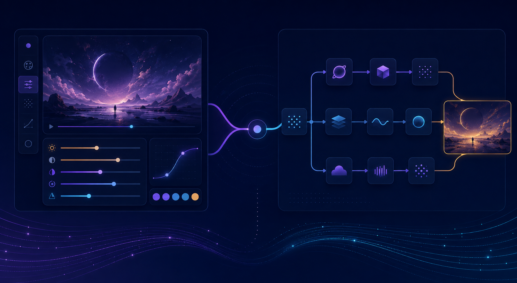 工作流示意图将交互式 Studio 生成与可重复的 API 任务处理分开。