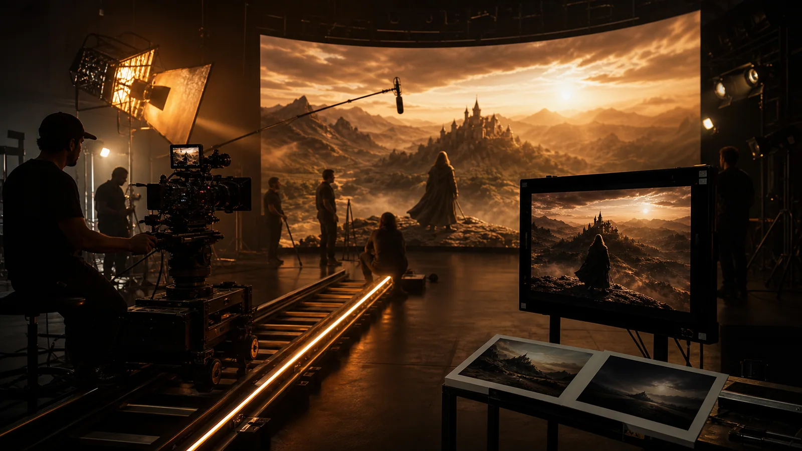 Virtual production stage representing the Wan AI video model family