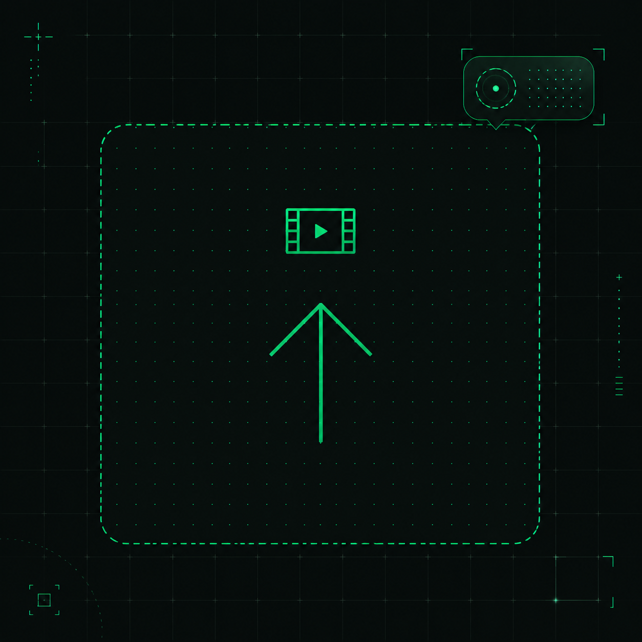 Uploaden UI with a video preview and a draggable selection rectangle