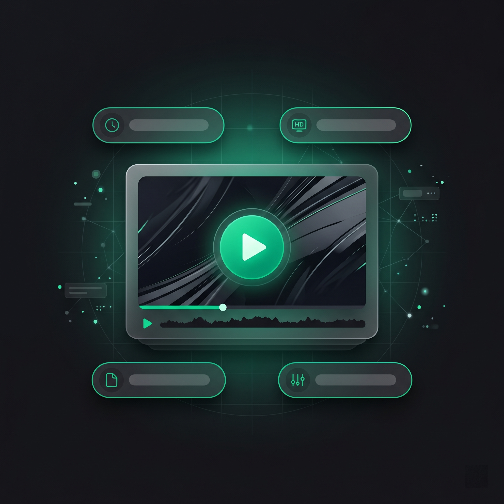 Illustration d'une carte d'aperçu vidéo analysée avec options de qualité