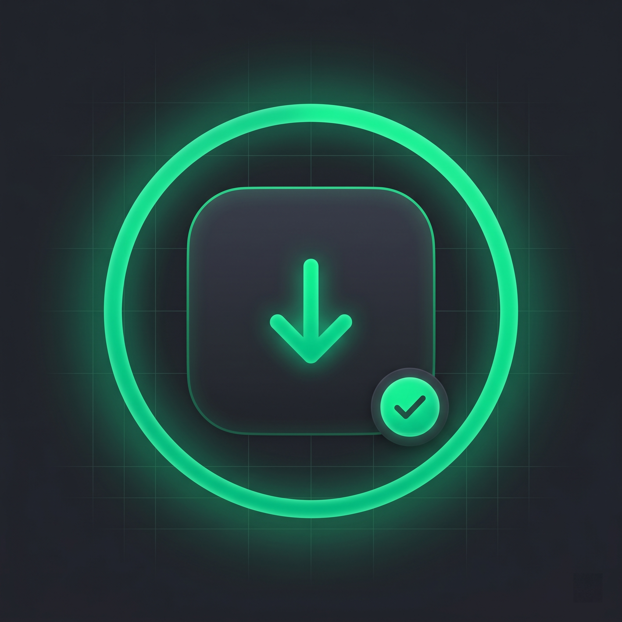 Illustration d'un bouton de téléchargement terminé avec coche